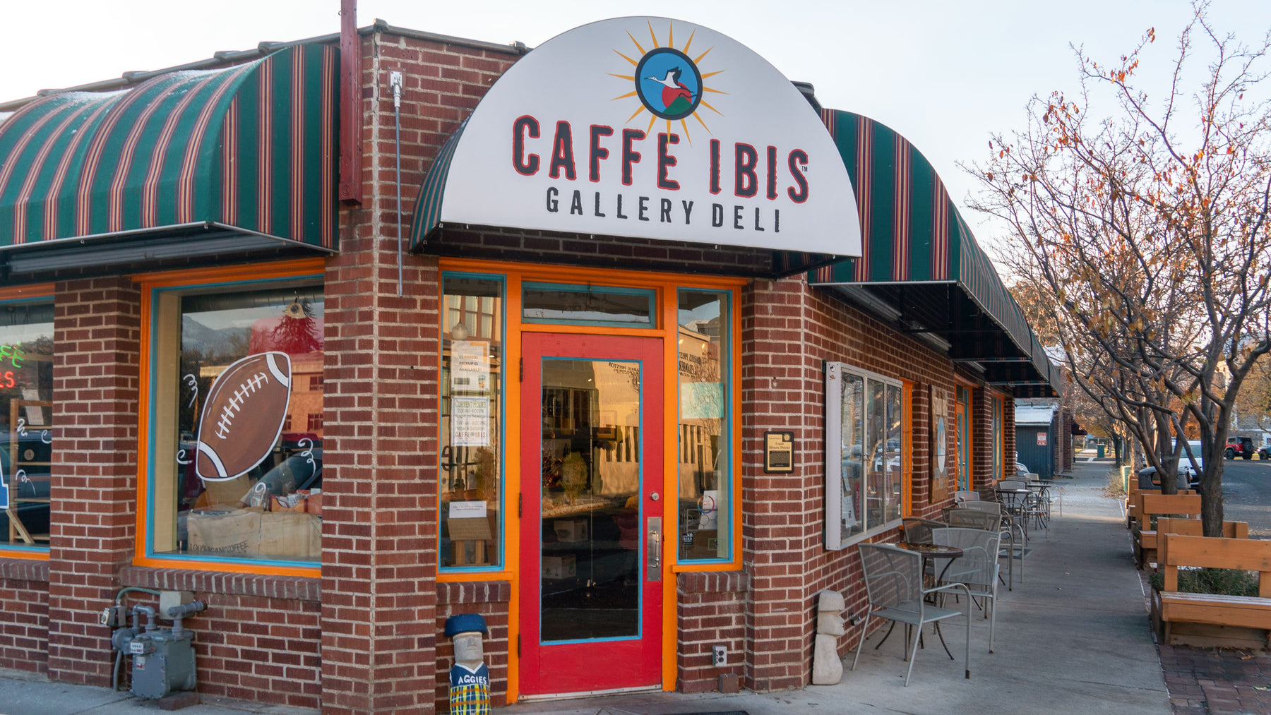 Caffe Ibis Gallery Cafe storefront, outside view.