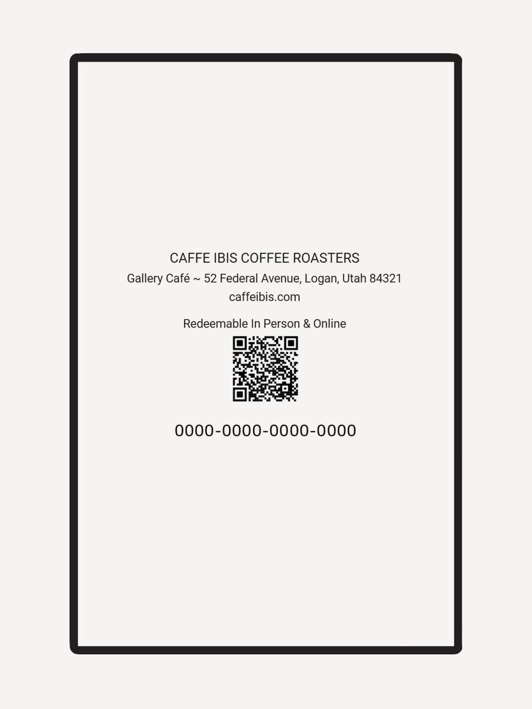 Tarjeta de regalo de Caffe Ibis