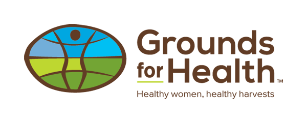 Logo and text of: grounds for health. Healthy women, healthy harvests.