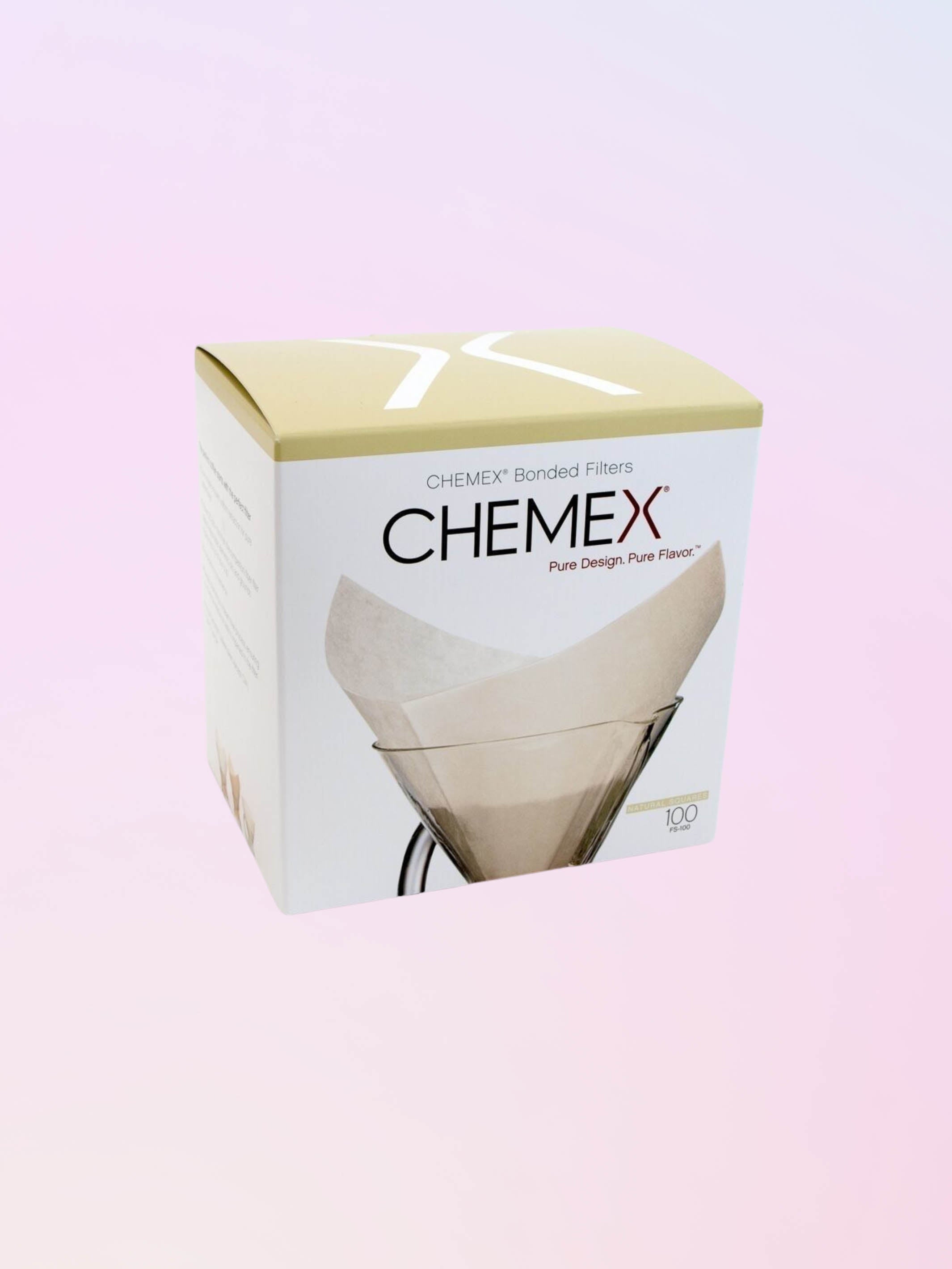 Chemex oxygen whitened square coffee filters.