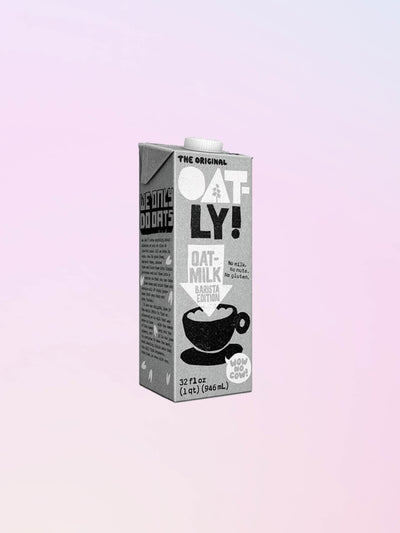 Thirty-two ounce carton of oatly barista edition oat milk.